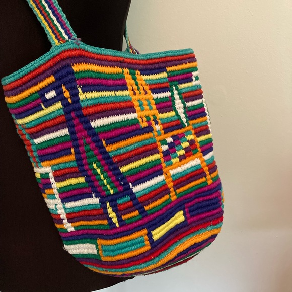 Vintage 90s Embroidered Guatemalan Textile Maya Mexico Art Purse Bag Birds - Picture 6 of 9